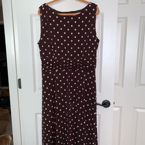 EUC Brown & White Polka Dot Sleeveless Dress, 20W